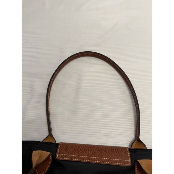 LONGCHAMP Le Pliage Large Foldable Nylon Shoulder Tote Black/Brown - Picture 15 of 15